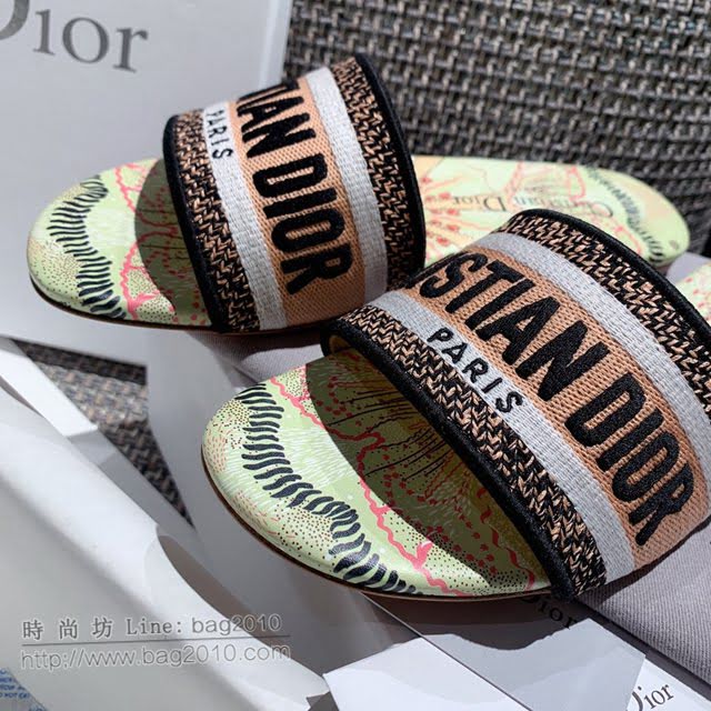 DIOR女鞋 迪奧2021專櫃新款磨砂新大底涼拖 Dior一字型刺繡平拖  naq1499